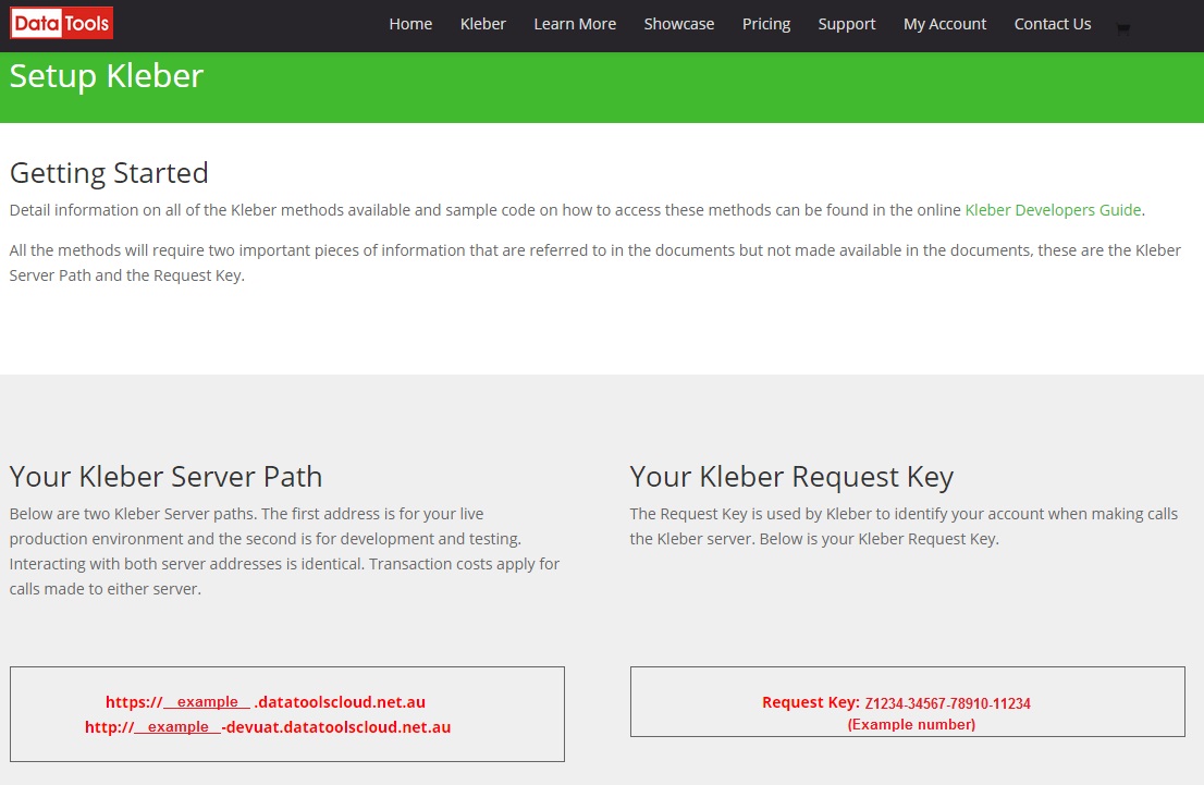 Example of Server Paths and Request Key