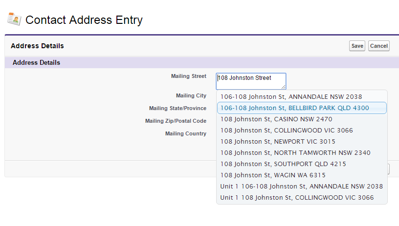 Salesforce address integration