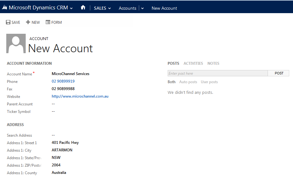 MS Dynamics address integration