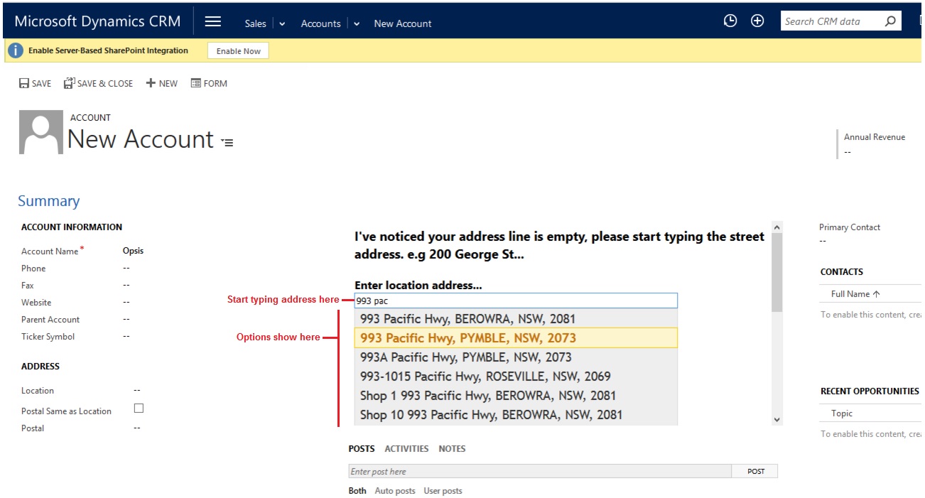 Opsis EziAddress integration