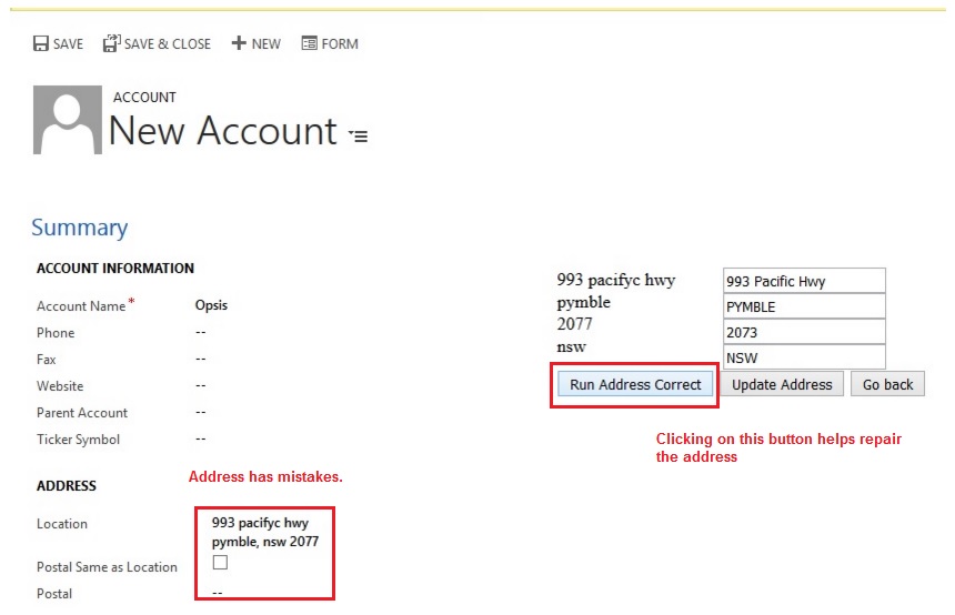 Opsis EziAddress integration